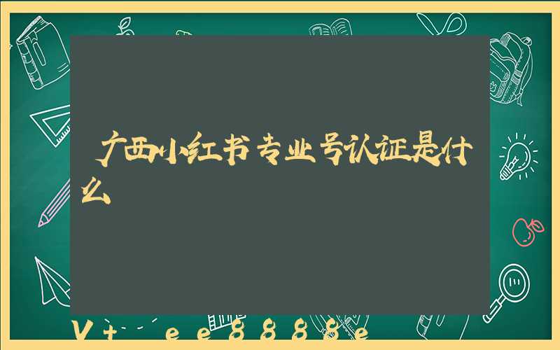 广西小红书专业号认证是什么