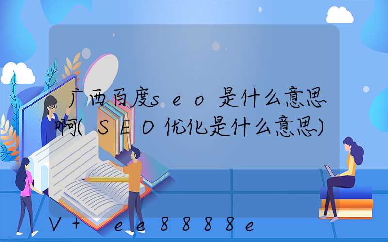广西百度seo是什么意思啊(SEO优化是什么意思)