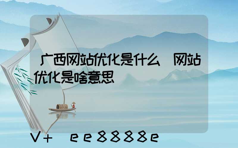 广西网站优化是什么(网站优化是啥意思)