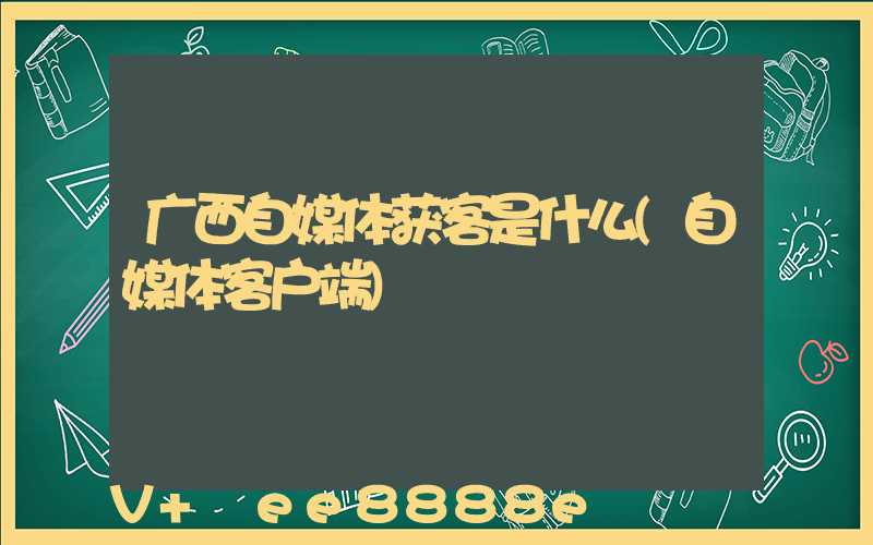 广西自媒体获客是什么(自媒体客户端)