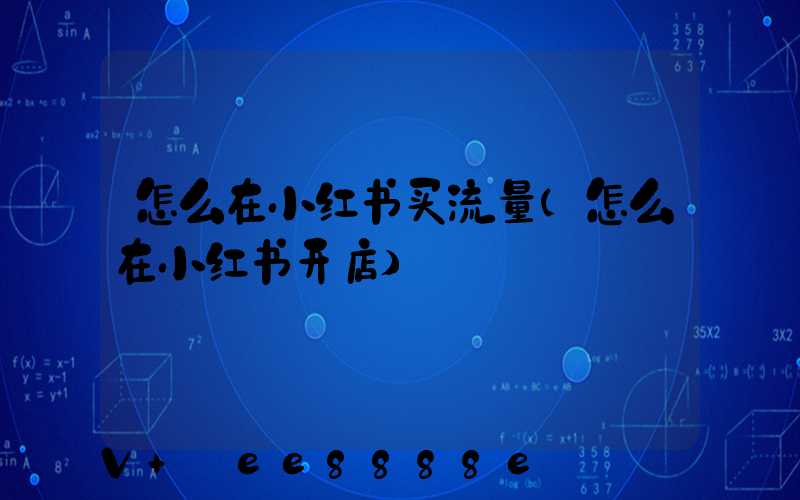 怎么在小红书买流量(怎么在小红书开店)