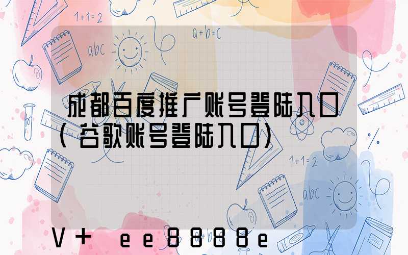 成都百度推广账号登陆入口(谷歌账号登陆入口)