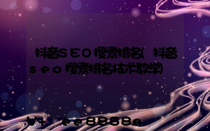 抖音SEO搜索排名(抖音seo搜索排名技术教学)