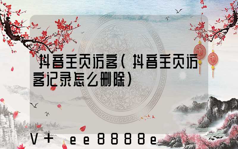 抖音主页访客(抖音主页访客记录怎么删除)