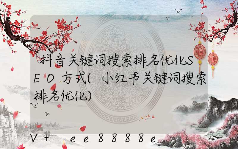 抖音关键词搜索排名优化SEO方式(小红书关键词搜索排名优化)