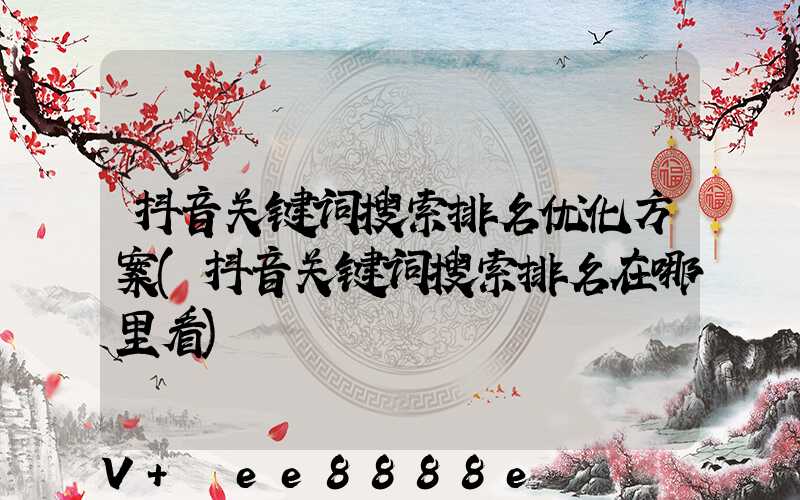 抖音关键词搜索排名优化方案(抖音关键词搜索排名在哪里看)