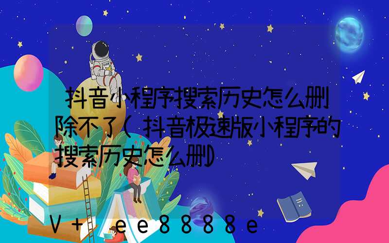 抖音小程序搜索历史怎么删除不了(抖音极速版小程序的搜索历史怎么删)