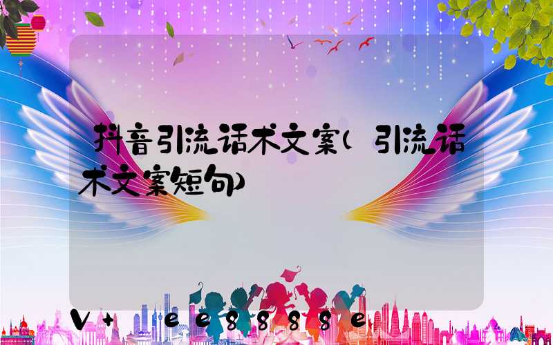 抖音引流话术文案(引流话术文案短句)