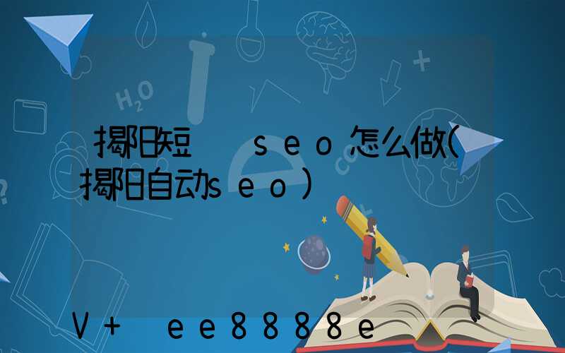 揭阳短视频seo怎么做(揭阳自动seo)