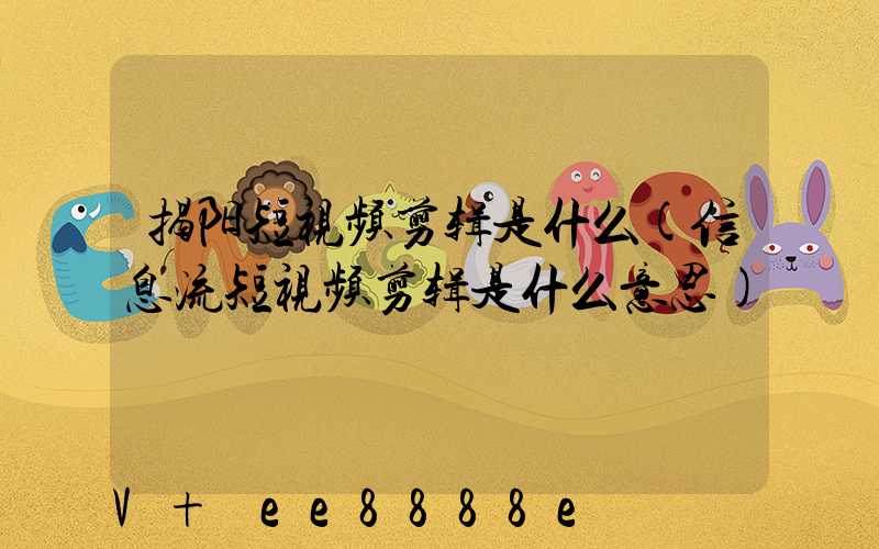 揭阳短视频剪辑是什么(信息流短视频剪辑是什么意思)
