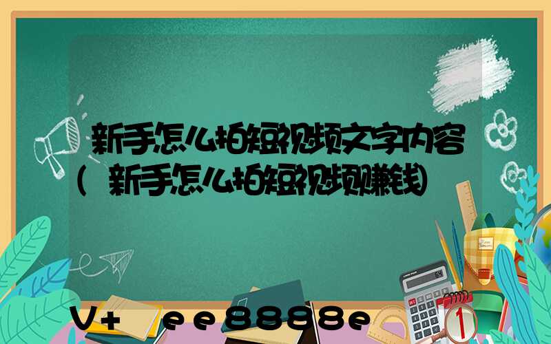 新手怎么拍短视频文字内容(新手怎么拍短视频赚钱)