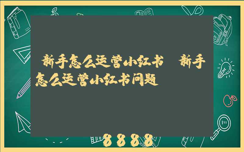 新手怎么运营小红书(新手怎么运营小红书问题)