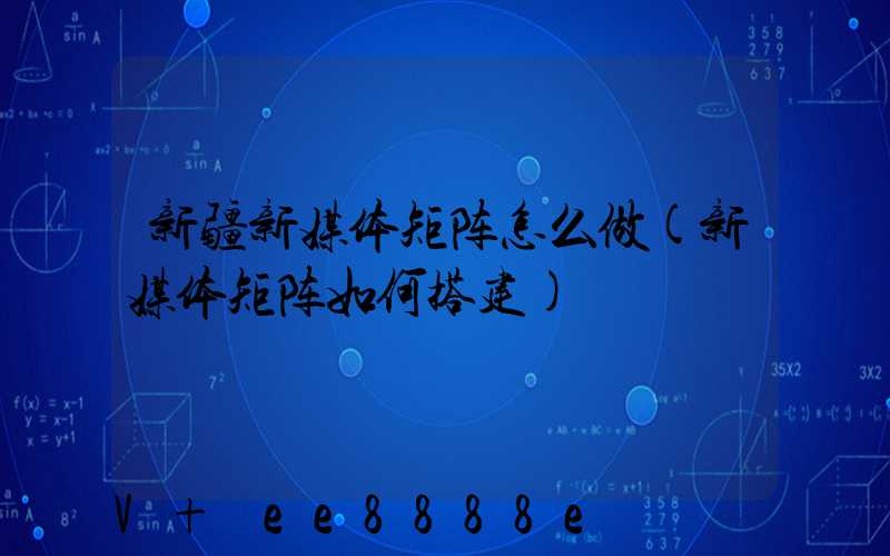 新疆新媒体矩阵怎么做(新媒体矩阵如何搭建)