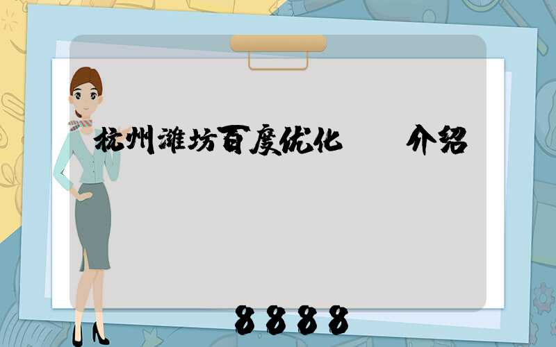 杭州潍坊百度优化ai介绍