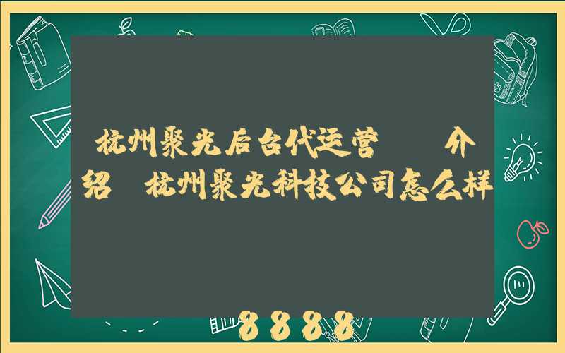 杭州聚光后台代运营ai介绍(杭州聚光科技公司怎么样)