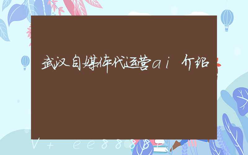 武汉自媒体代运营ai介绍