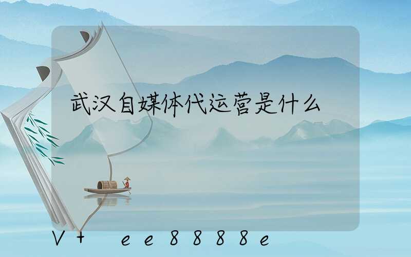 武汉自媒体代运营是什么