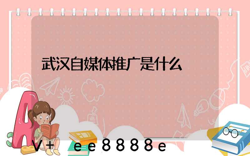 武汉自媒体推广是什么