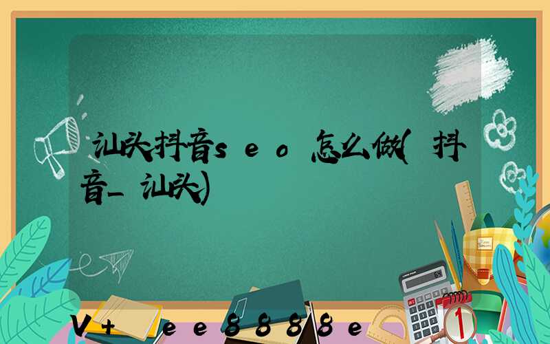 汕头抖音seo怎么做(抖音_汕头)