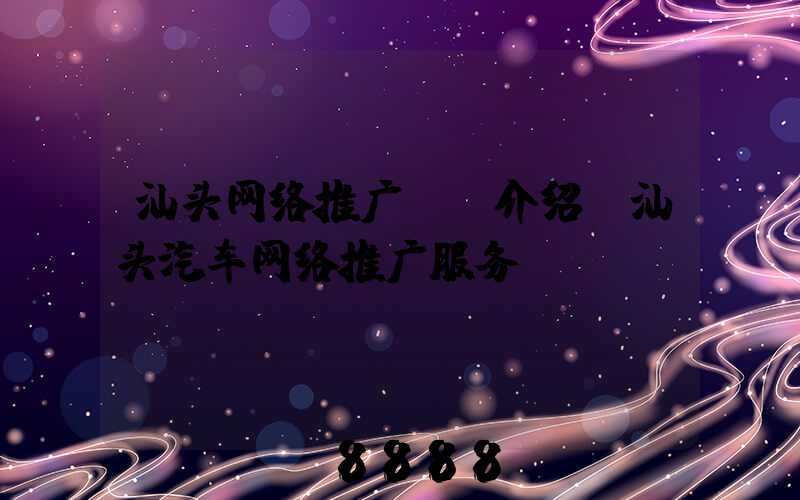 汕头网络推广ai介绍(汕头汽车网络推广服务)