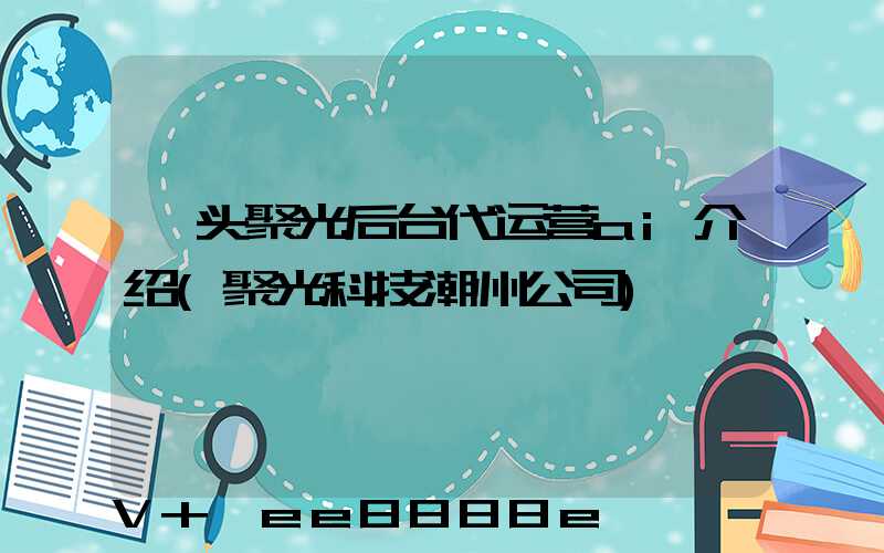 汕头聚光后台代运营ai介绍(聚光科技潮州公司)