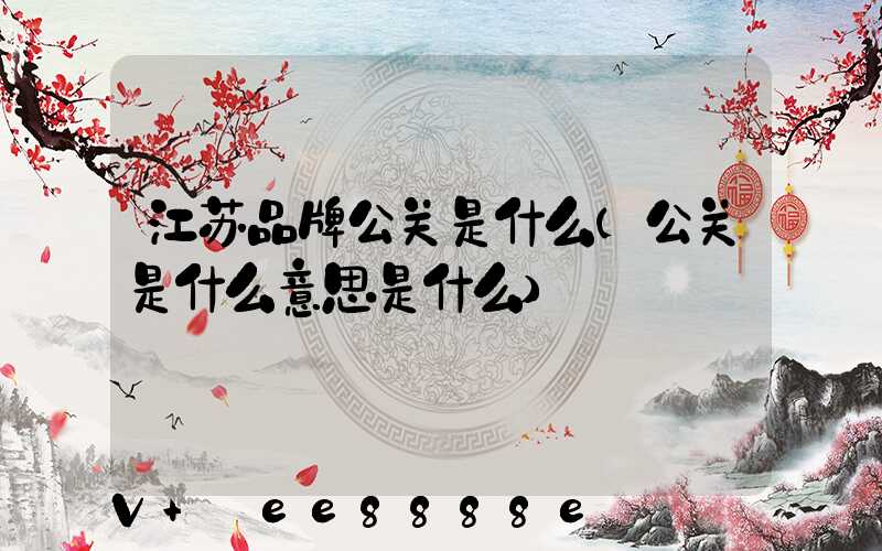 江苏品牌公关是什么(公关是什么意思是什么)