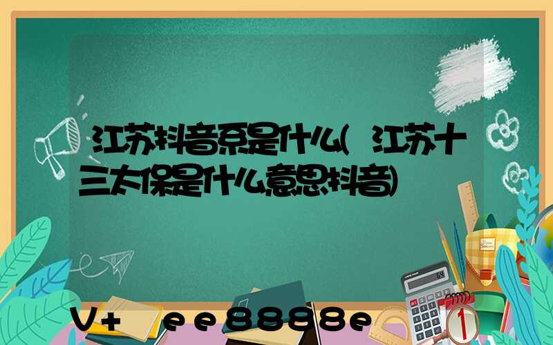 江苏抖音系是什么(江苏十三太保是什么意思抖音)