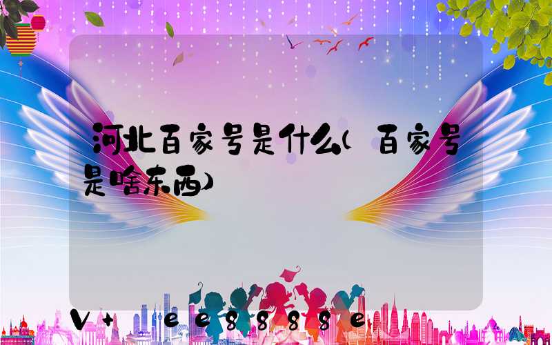 河北百家号是什么(百家号是啥东西)