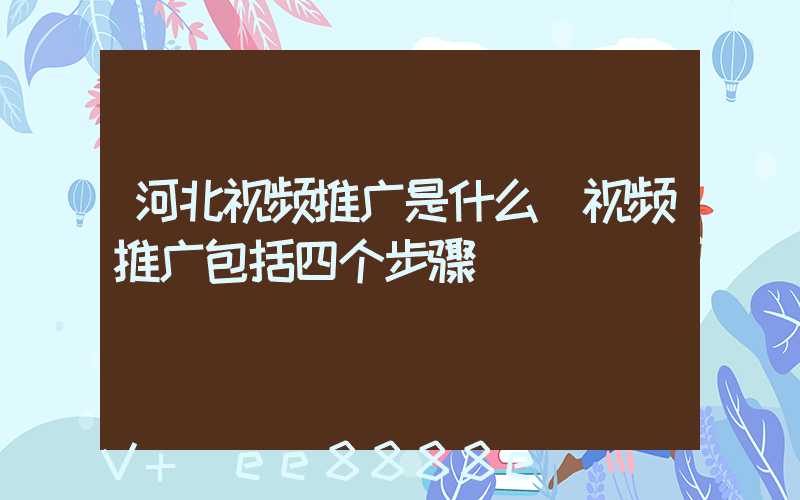 河北视频推广是什么(视频推广包括四个步骤)