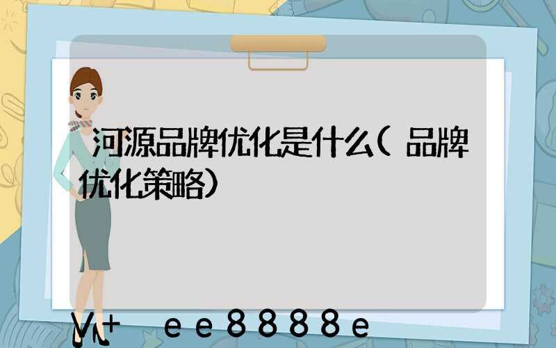 河源品牌优化是什么(品牌优化策略)