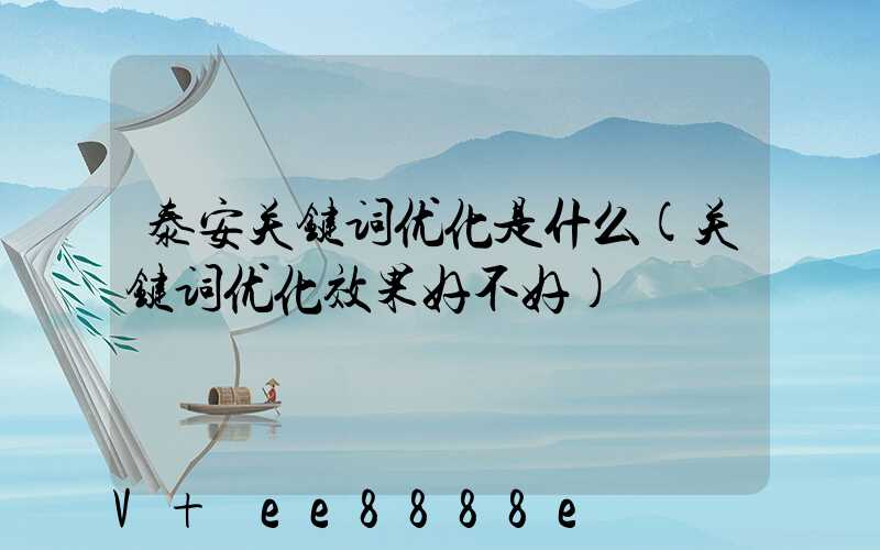 泰安关键词优化是什么(关键词优化效果好不好)