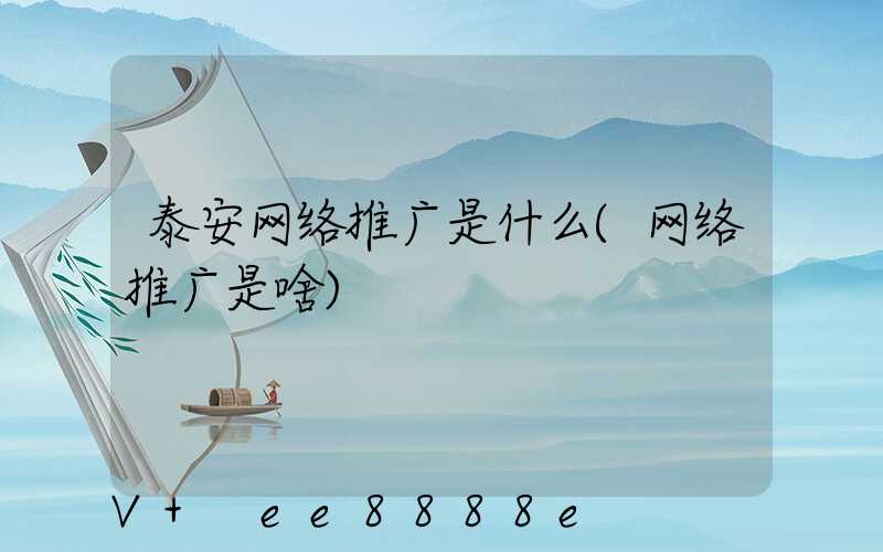 泰安网络推广是什么(网络推广是啥)