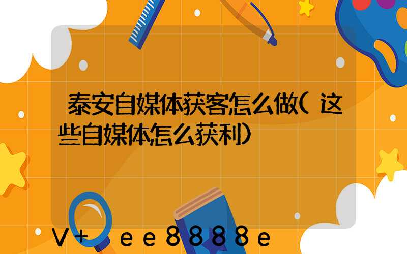 泰安自媒体获客怎么做(这些自媒体怎么获利)