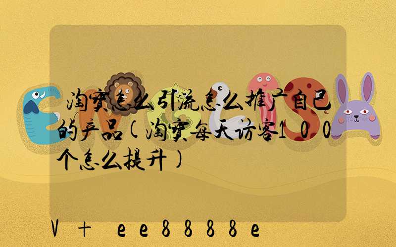 淘宝怎么引流怎么推广自己的产品(淘宝每天访客100个怎么提升)