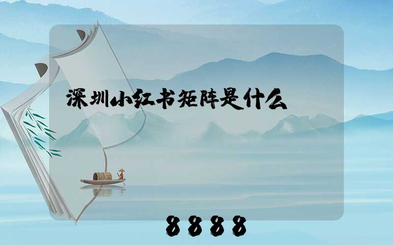 深圳小红书矩阵是什么