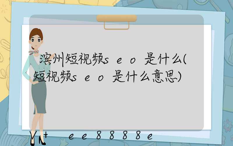 滨州短视频seo是什么(短视频seo是什么意思)
