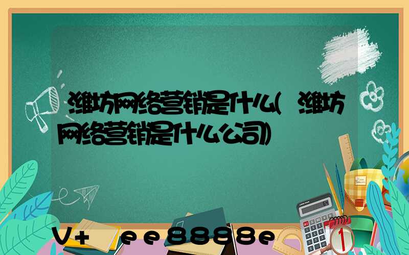 潍坊网络营销是什么(潍坊网络营销是什么公司)