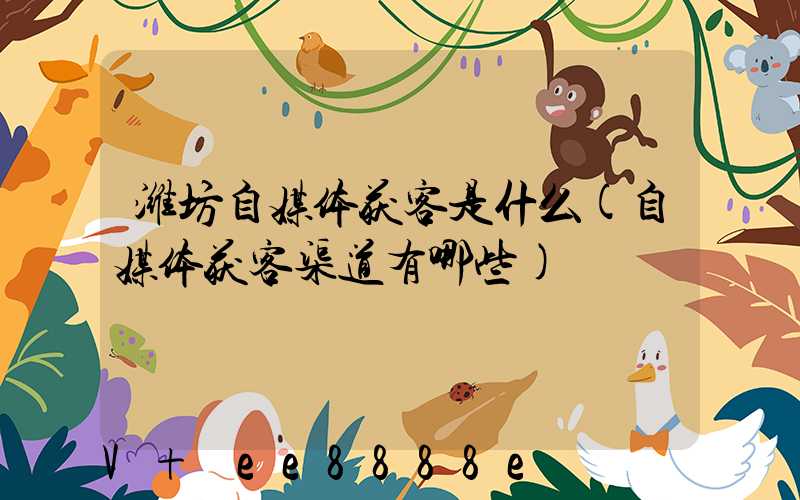 潍坊自媒体获客是什么(自媒体获客渠道有哪些)