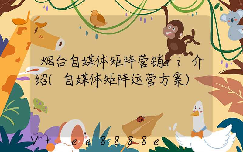 烟台自媒体矩阵营销ai介绍(自媒体矩阵运营方案)