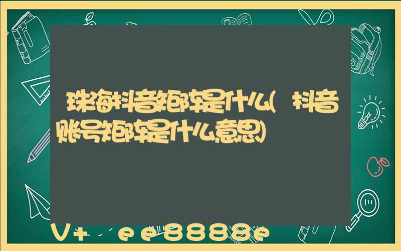珠海抖音矩阵是什么(抖音账号矩阵是什么意思)