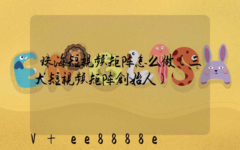 珠海短视频矩阵怎么做(三大短视频矩阵创始人)