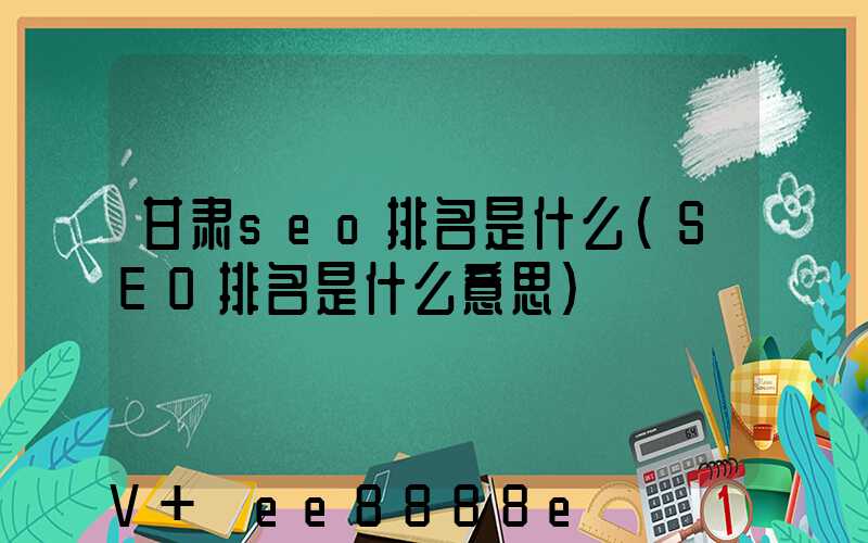 甘肃seo排名是什么(SEO排名是什么意思)