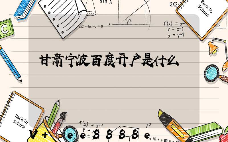 甘肃宁波百度开户是什么