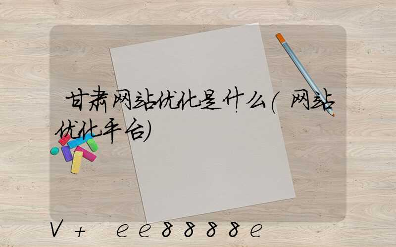 甘肃网站优化是什么(网站优化平台)