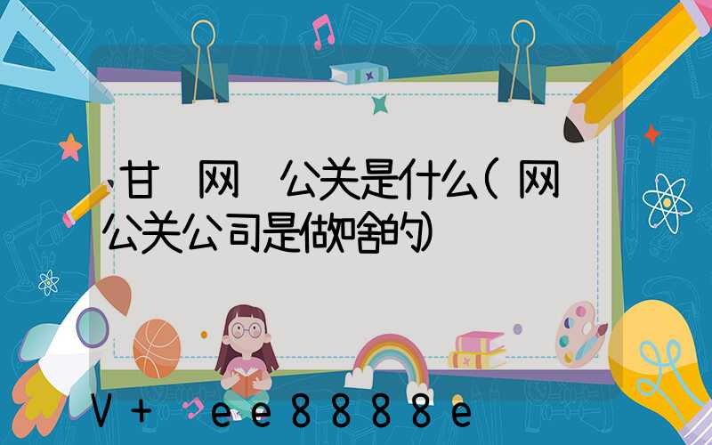甘肃网络公关是什么(网络公关公司是做啥的)