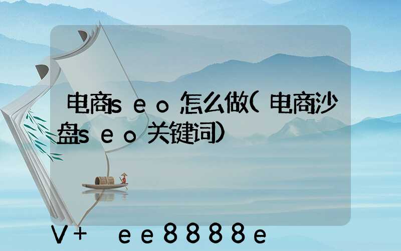 电商seo怎么做(电商沙盘seo关键词)