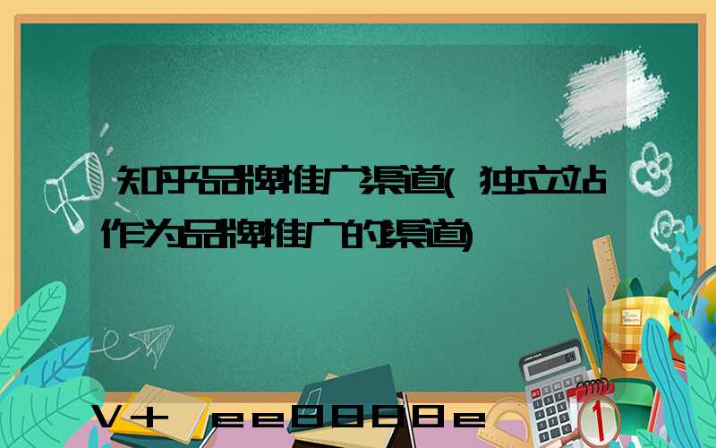 知乎品牌推广渠道(独立站作为品牌推广的渠道)