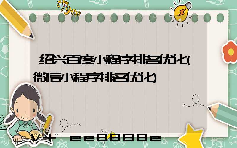 绍兴百度小程序排名优化(微信小程序排名优化)