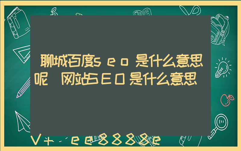 聊城百度seo是什么意思呢(网站SEO是什么意思)