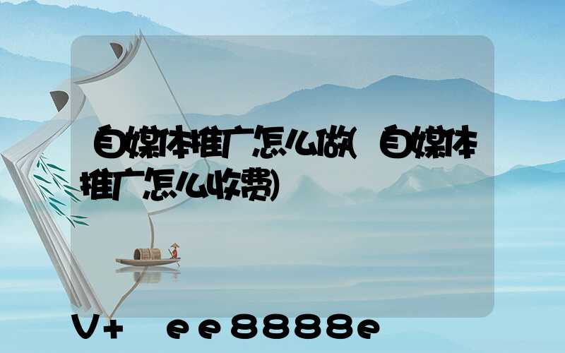 自媒体推广怎么做(自媒体推广怎么收费)